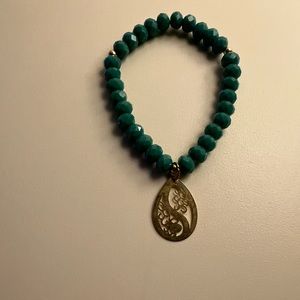 Turquoise Stretch Bracelet with gold charm 🆕